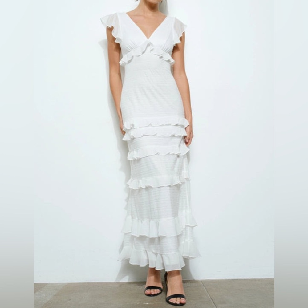 Ina White Layered Maxi Dress